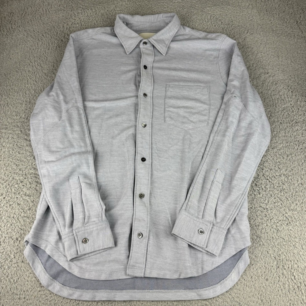 CITIZENS OF HUMANITY Men's‎ Large Designer Channing Piqué Button-Down Gray Soft